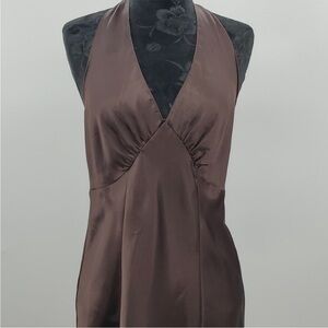 Fredricks of Hollywood Vintage Brown Halter Satin Slip Dress XL 90s Y2K